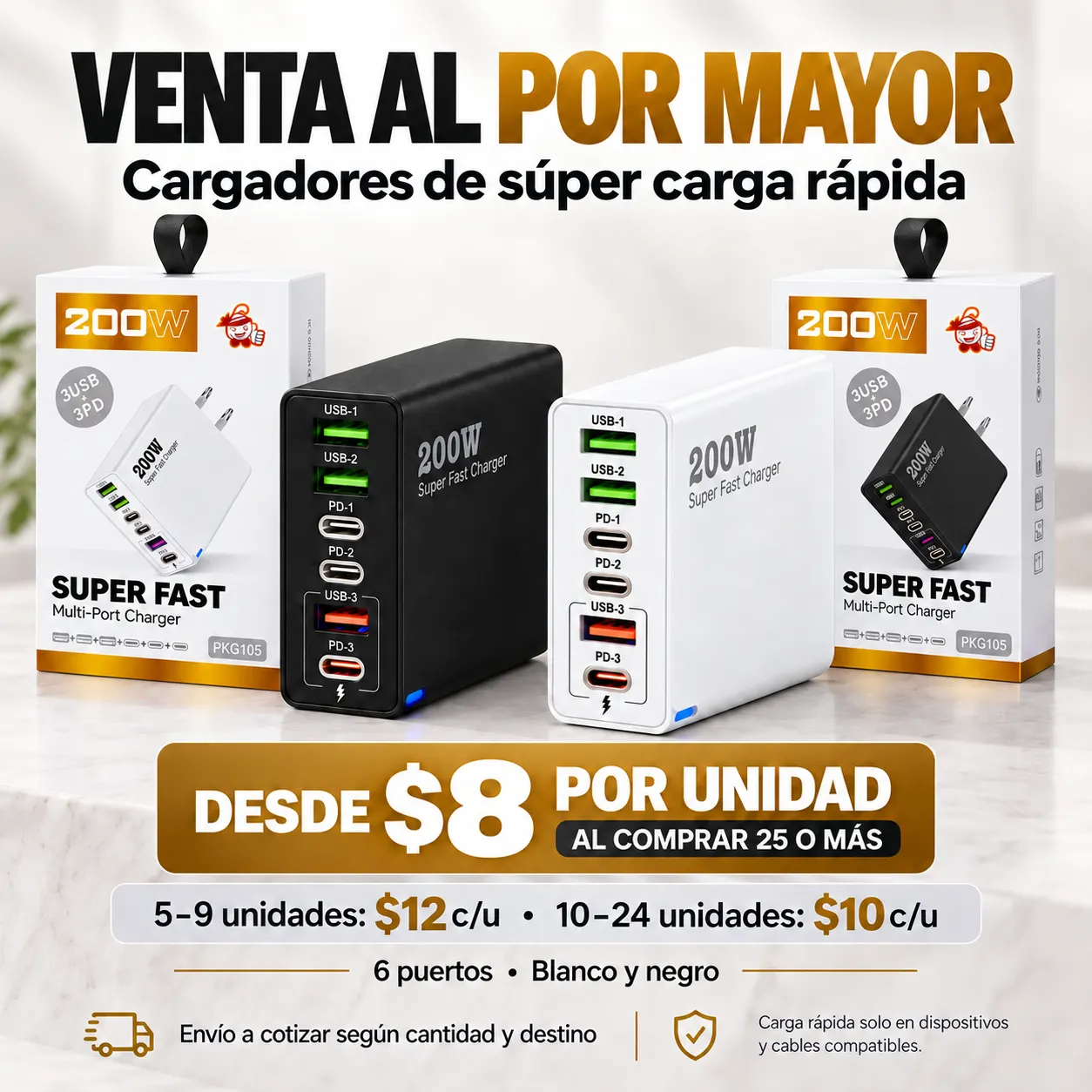 Cargadores para tiendas y revendedores · Desde $8 c/u